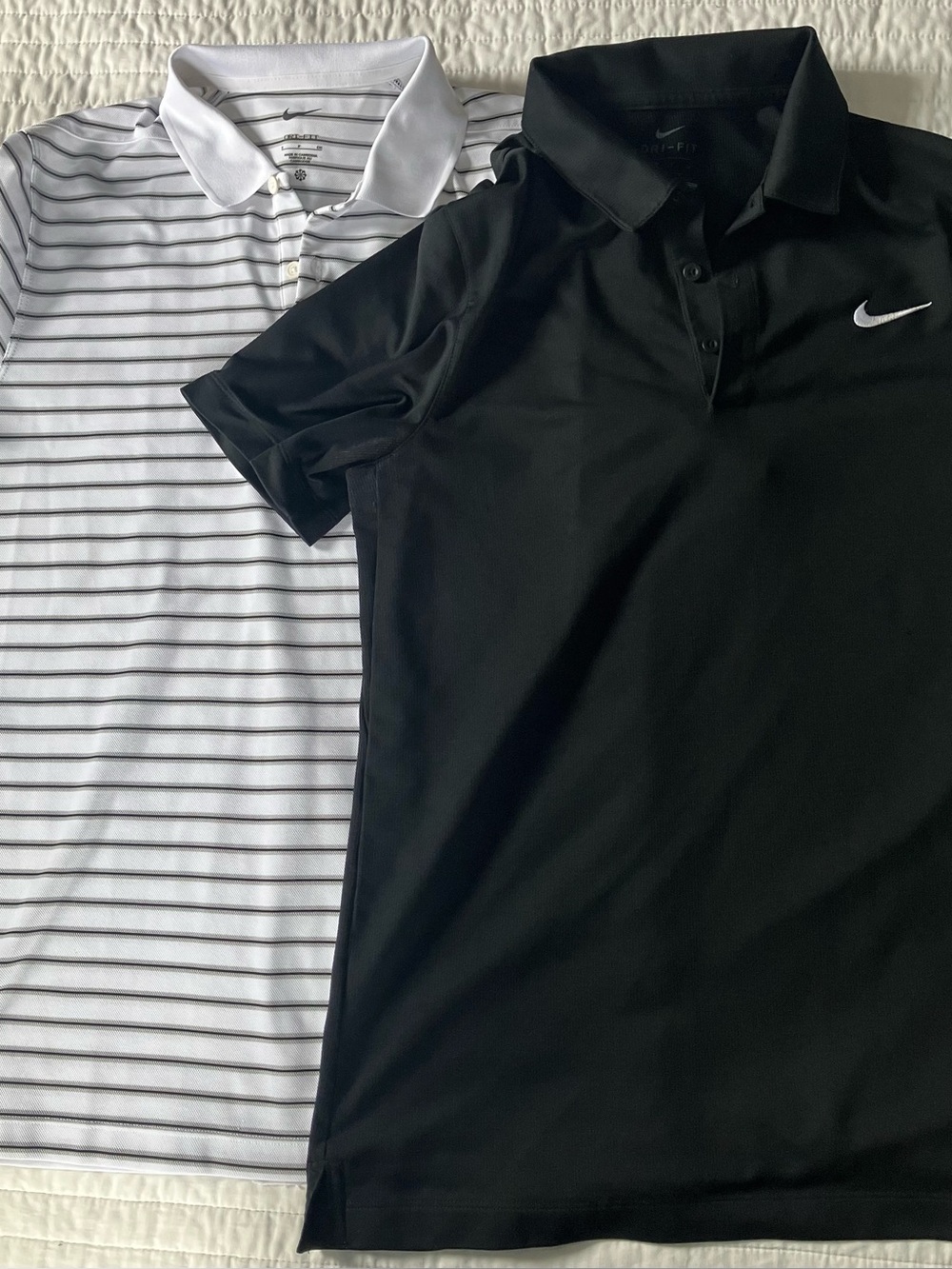 Nike Black Dri-FIT Polo with White Striped Polo